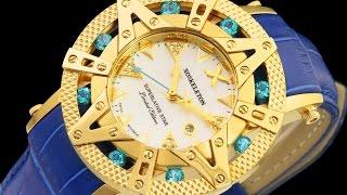 Xoskeleton 41mm Womens Superlative Star LE White MOP Dial Blue Topaz Accented Leather Strap Watch