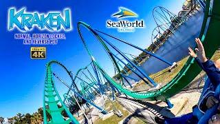 Kraken Roller Coaster On Ride Front Row 4K POV SeaWorld Orlando 2022 01 14