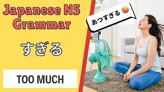 JLPT N5 Japanese Grammar Lesson すぎる How to say too much in Japanese 日本語能力試験