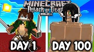 I Survived 100 DAYS as EREN YEAGER in Attack On Titan Minecraft