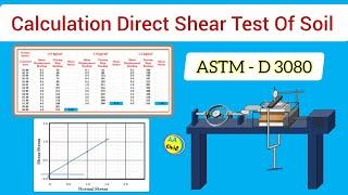 Calculation of Direct Shear Test  Direct Shear Test Graph  ASTM D 3080  All About Civil Engineer