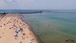 90+ Degrees Stunning Summer Day Tour Of Michigan City Lakefront 4K Drone Footage
