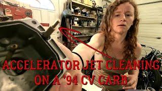 How to remove and clean CV carburetor accelerator pump jet - 1994 Harley