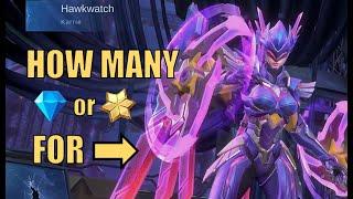 How many diamonds or crystal or aurora for Karries Hawkwatch skin  Mobile Legends