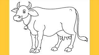 How to Draw a COW  गाय का चित्र बनाना सीखें  Easy Cow Drawing Tutorial Step by Step