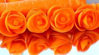 Step By Step How Its Made Carrot Rose Flower  Vegetable Carving Garnish  Fruit Art Decoration