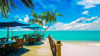 Summer Cafe Outdoor Seaside Cafe Ambience with Hawaiian Bossa Nova Music & Ocean Waves for Relaxing