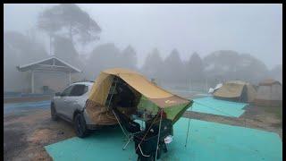 Solo Car Camping at Rainforest Park campsite Genting Sempah Pahang Malaysia in nice cool weather.