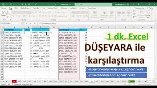 Excel 1 Dakika - DÜŞEYARA ile iki listeyi karşılaştırma