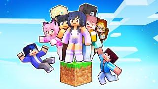 10 Friends On ONE BLOCK In Minecraft