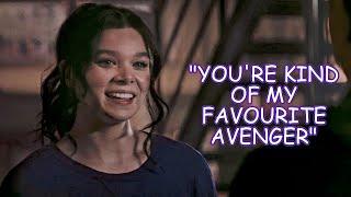 Kate Bishop fangirling over Hawkeye and avengers for over 2 minutes.
