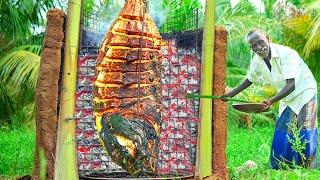 SPICY GIANT STONE FISH GRILLED RECIPE  ரூசியான முரட்டு அரக்கன் மீனில் கிரில்  Village Grandpa Show