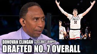 Stephen A. reacts to Donovan Clingan getting drafted by the Portland Trail Blazers  2024 NBA Draft