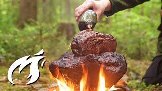 1KG Steak vom brennenden Stein ASMR Style outdoor gegrillt 