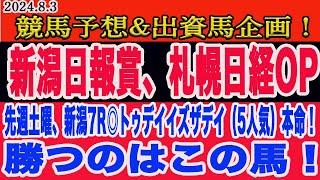 【 札幌日経OP、新潟日報賞2024 予想！ 】土曜日の競馬予想！勝ち馬はこの馬だ！