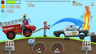 Hill Climb Racing - FIRE TRUCK in COUNTRYSIDE Rescue Mission POLICE CAR on FIRE GamePlay