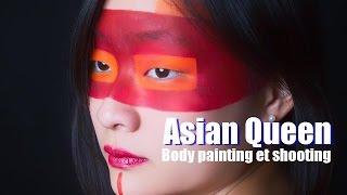 Makeup and body painting Red  Asian Queen  Shooting