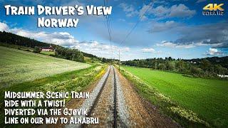 4K CABVIEW Scenic Train Ride On The Bergen Line With A Twist Diverted Over The Gjøvik Line