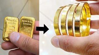 TURNING GOLD BARS INTO GOLD BANGLES  JEWELRY MAKING  HOW ITS MADE  4K VIDEO