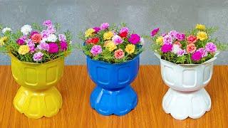 How To Make a Special Flower Pots To Decorate The Desk  Ideas to recycle plastic bottles