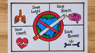 No smoking Day Chart  World No Tobacco Day Drawing  How to draw World No Tobacco Day Poster