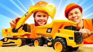 Видео про машинки - строительные машинки CATERPILLAR Распаковка машинок игрушек. Игры для детей