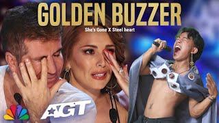 Golden Buzzer  Simon Cowell criying when he heard the song Shes Gone with an extraordinary voice