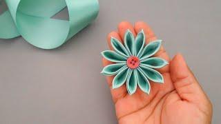 Superb kanzashi flower tutorial  How to make flower with ribbon  Ribbon flowers