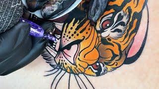 Tiger Neotraditional Tattoo Time lapse