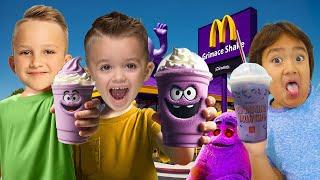 Vlad and Niki & Ryans World Grimace Shake Challenge Reaction in Real Life