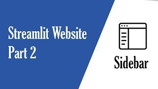 Add sidebar in streamlit web application  streamlit sidebar and columns  Part 2  side menu navig