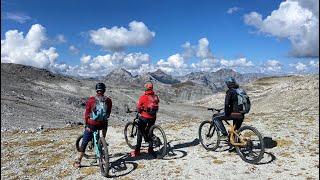 Mountain biking at Piz Ubrail trail Stelvio Pass