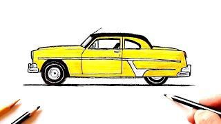 How to draw a Taxi  Drawing of a retro car