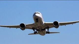 Boeing 787 Dreamliner Fly By - Royalty Free Aircraft HD Stock Video Footage.