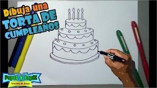 Cómo dibujar una torta de cumpleaños