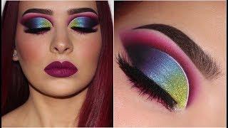 Vibrant Multicoloured Glitter Cut Crease  Makeup Tutorial