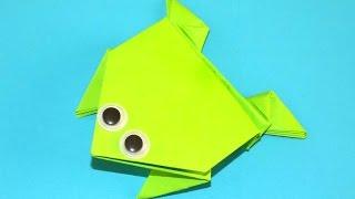 Leaping frog made of paper Origami made of paper