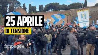 Tensione a Roma tra la Comunità Ebraica e manifestanti pro Palestina la polizia divide i due gruppi