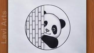 Circle drawing panda drawingseasy circle drawing easy circle scenery️ panda drawing in circle⭕️