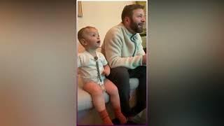 Boy Imitates His Dad While Watching Football Match  Viral Videos