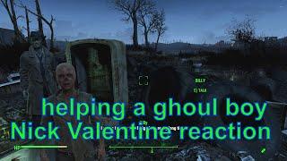 Fallout 4 Nick Valentine reacts to helping the ghoul boy Kid in a Fridge