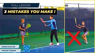3 Forehand Beginner MISTAKES Full Lesson On Court With Tennis Doctor