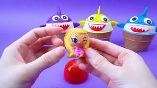 Wow Baby sharks made of colored clay share their toys with each other