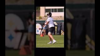 Kenny Pickett with his new vicis helmet at Steelers OTA’s