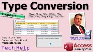 Type Conversion Functions in Microsoft Access CCur CDate CDbl CDec CInt CLng CStr and More.