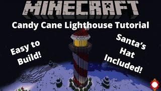 Minecraft How to Build a Candy Cane Lighthouse  Lamp -12 Days of Gearsaw Christmas Tutorial #6-