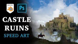 Painting a FANTASY CASTLE in Photoshop - Digital time-lapse speed art