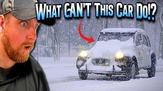 American Reacts to Citroen 2CV Driving in Deep Snow