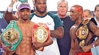 YORDENIS UGAS REFUSES TO BREAK STARE DOWN WITH ERROL SPENCE  FULL SPENCE VS UGAS WEIGH IN