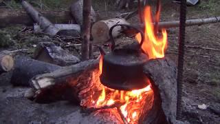 Лесная печка - Таежная печка Как сделать печь в лесу  рыбалка охота тайга лес поход выживание в лес